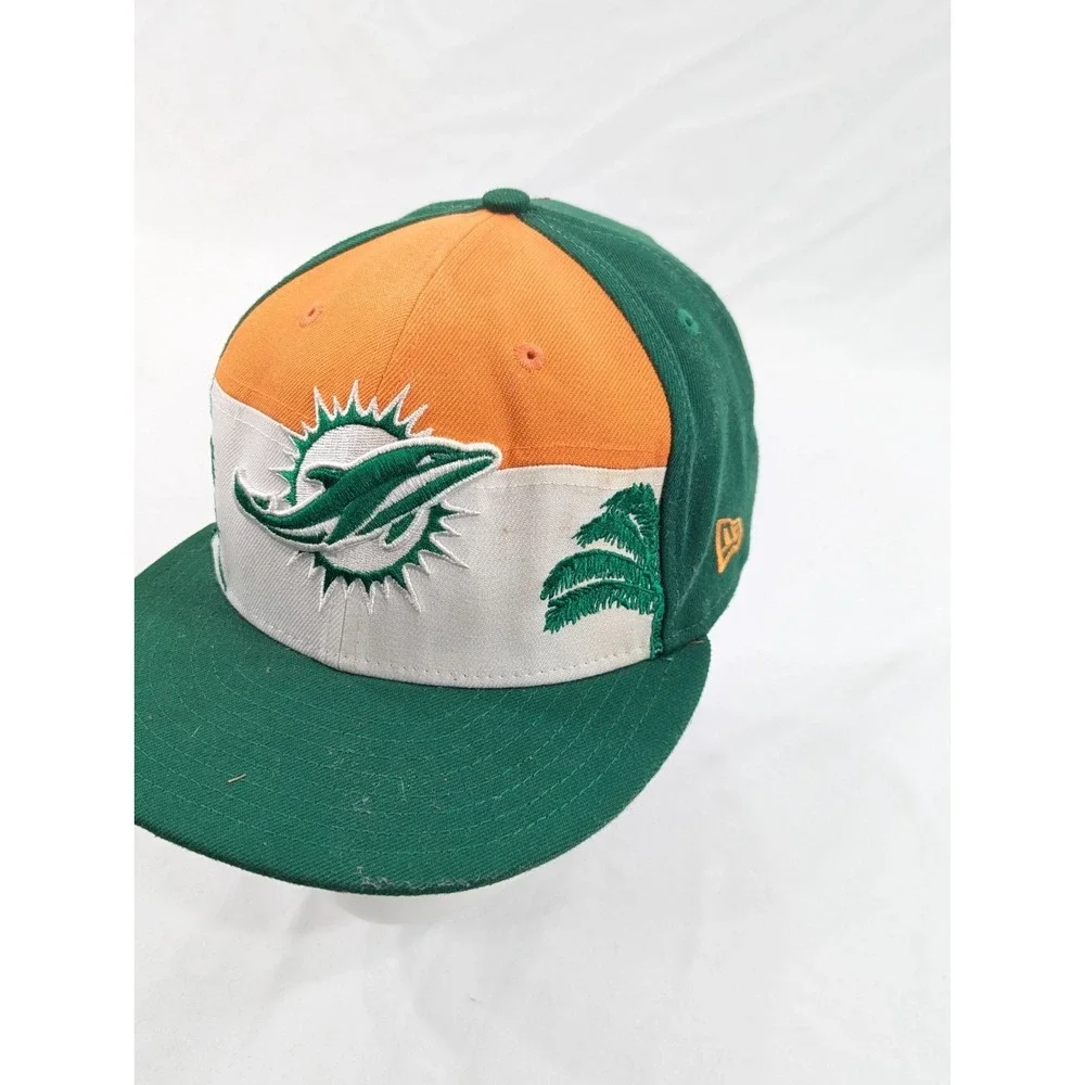 New Era 59Fifty NFL Miami Dolphins City Flag Low Profile Fitted Hat Cap Sz 7 1/2